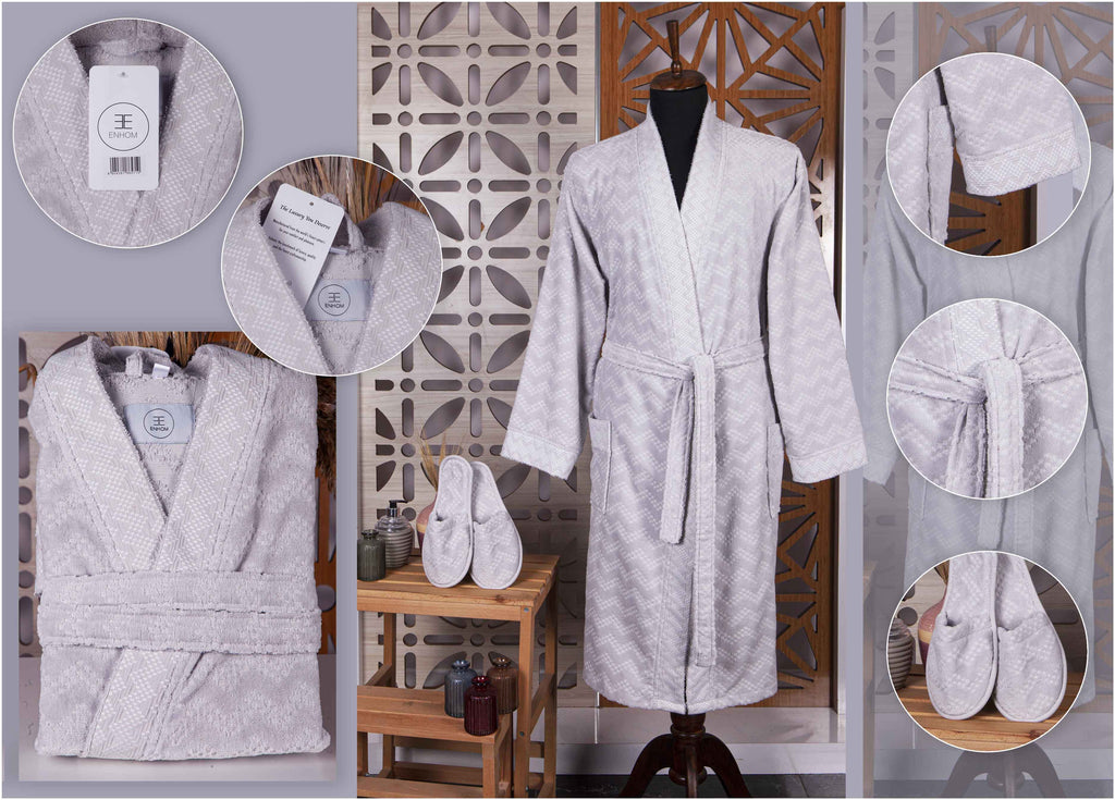 Clarence Collection Jacquard Velvet Bathrobe | Slippers