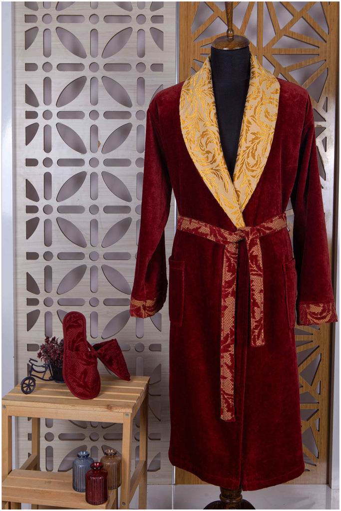 Lambeth Collection Jacquard Velvet Bathrobe | Slippers