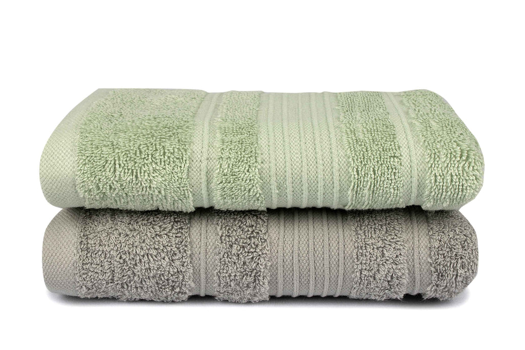 Mistley Collection Cotton Hand Towel Set of 2 - Pistachio & Grey