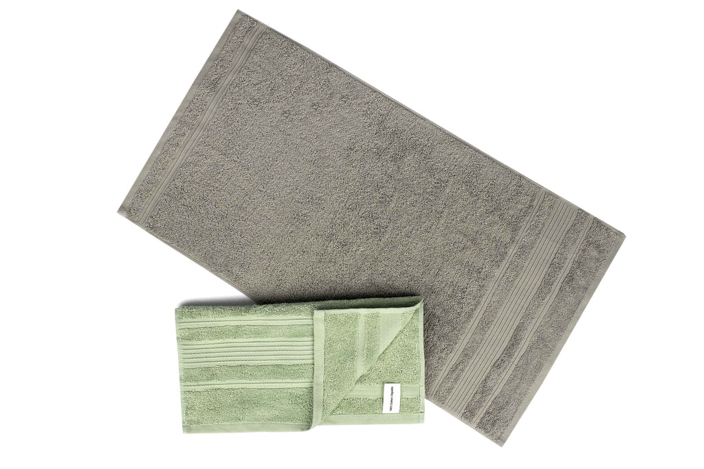 Mistley Collection Cotton Hand Towel Set of 2 - Pistachio & Grey