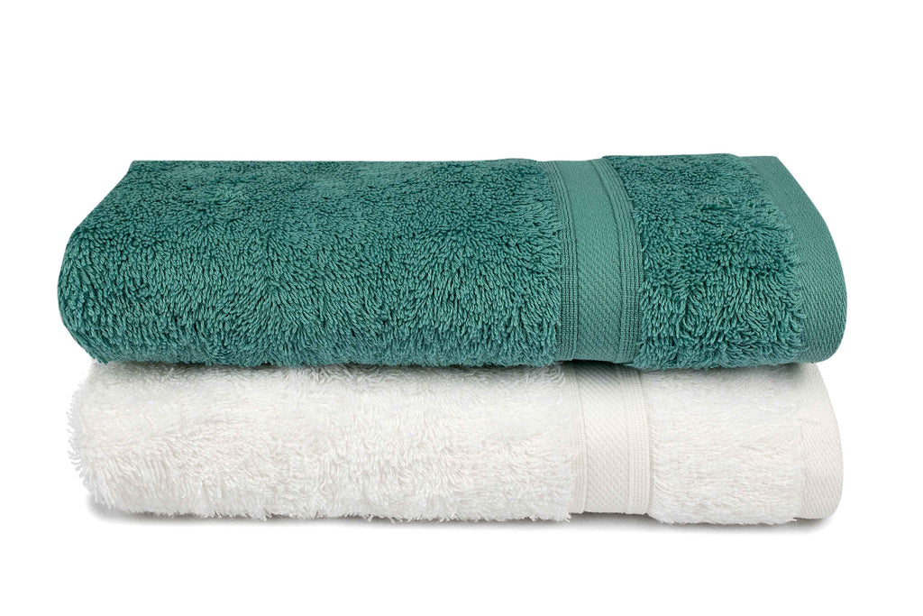 Mistley Collection Cotton Hand Towel Set of 2 - White & Turquoise
