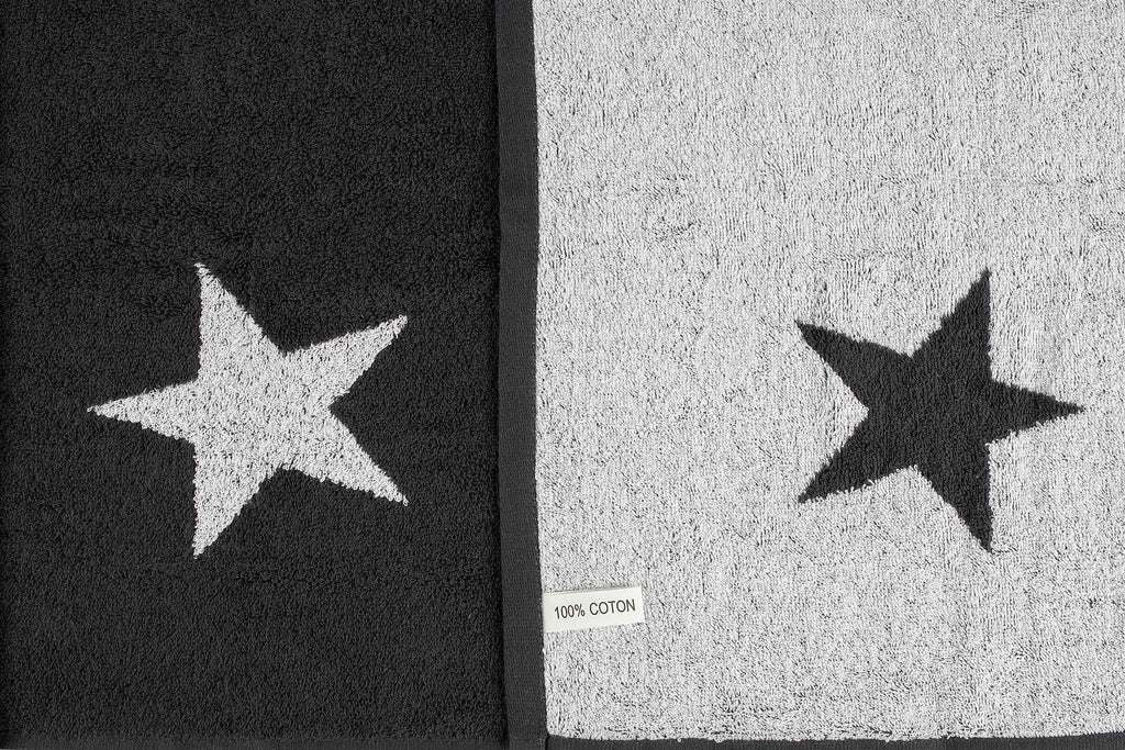 Tyne Collection Cotton Bath Towel - Black & White Stars