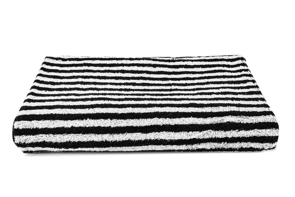 Tyne Collection Cotton Bath Towel - Black & Striped