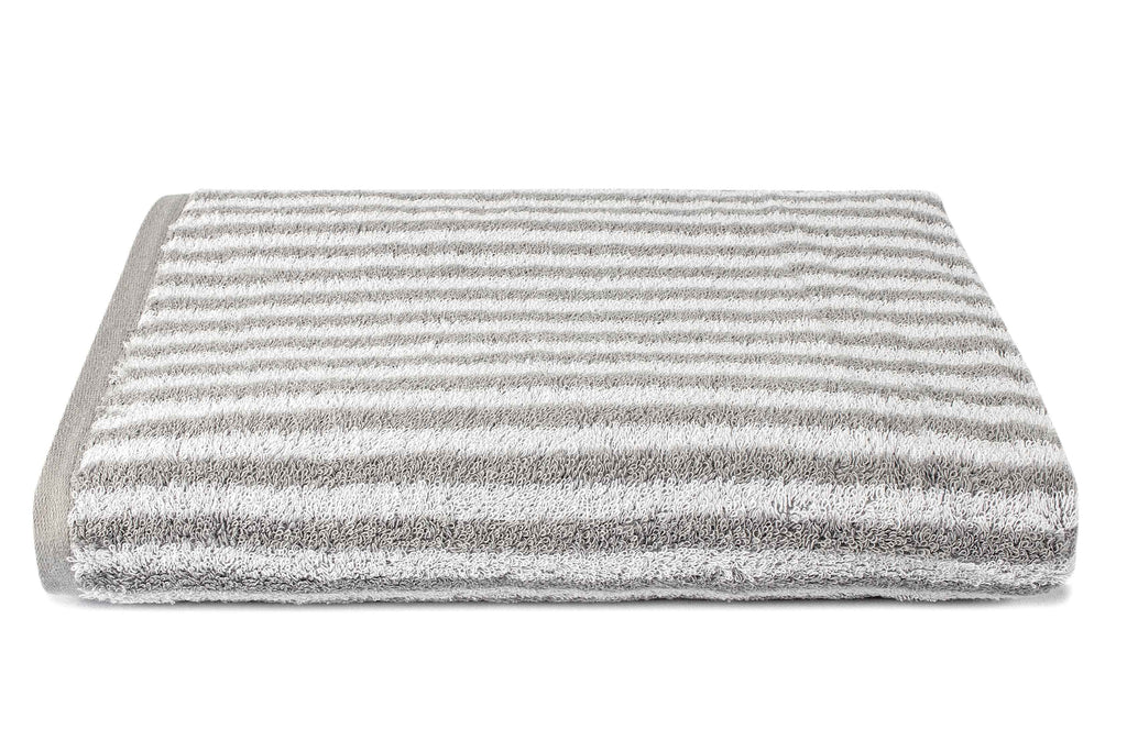 Tyne Collection Cotton Bath Towel - Grey & Striped