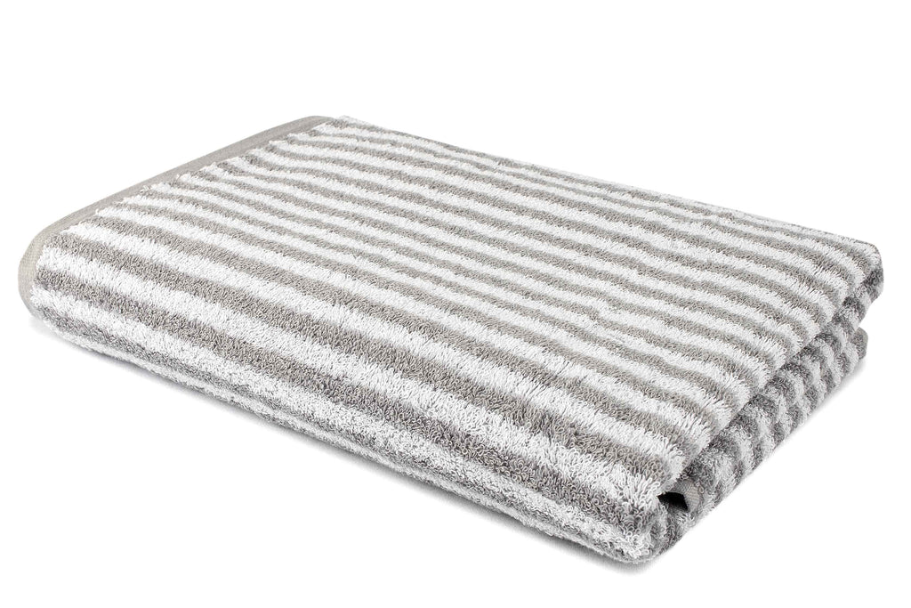 Tyne Collection Cotton Bath Towel - Grey & Striped