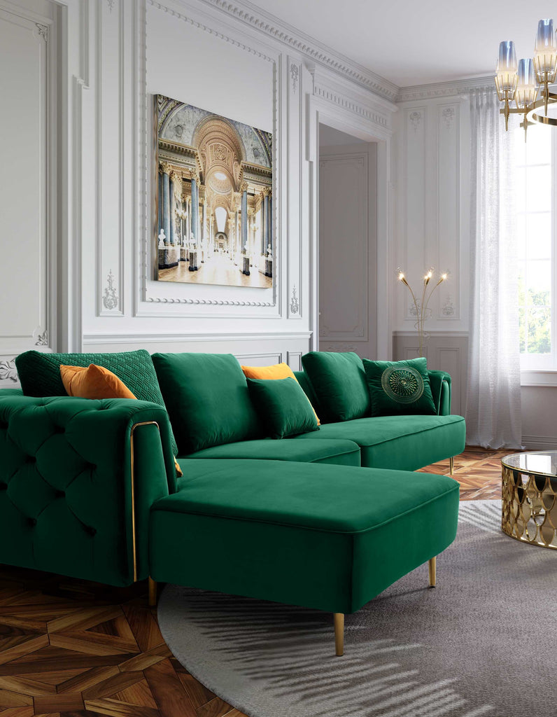 Rubeza Sofia Left Hand Facing Big Corner Sofa - Emerald Green