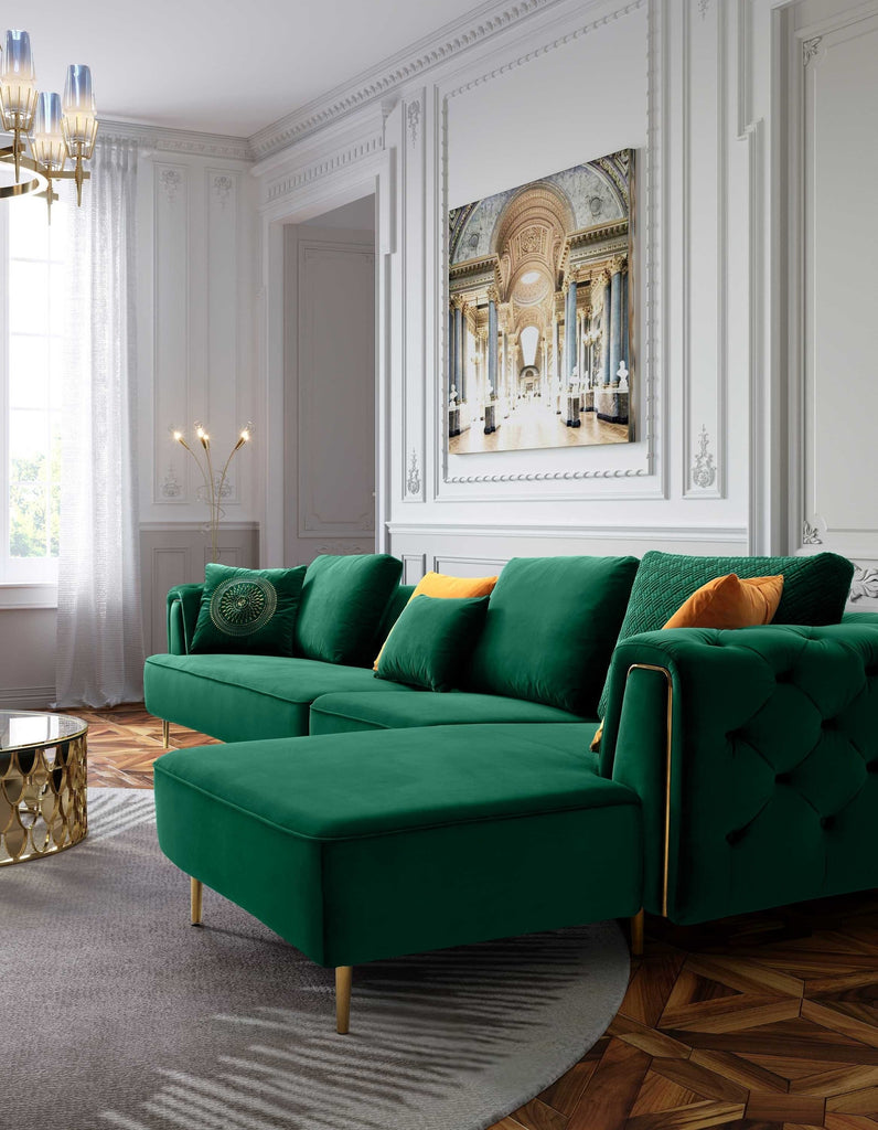 Rubeza Sofia Right Hand Facing Big Corner Sofa - Emerald Green