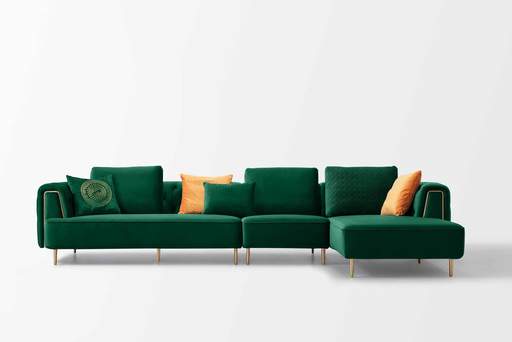 Rubeza Sofia Right Hand Facing Big Corner Sofa - Emerald Green