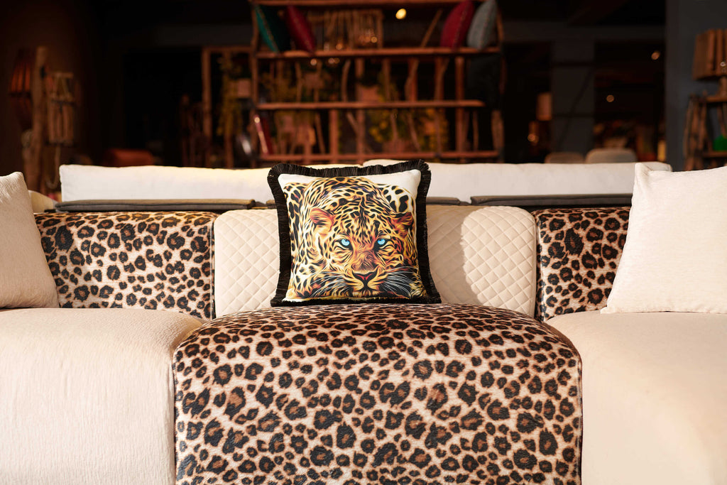 Rubeza Velvet Printed Cushion 45cm x 45cm - Leopard