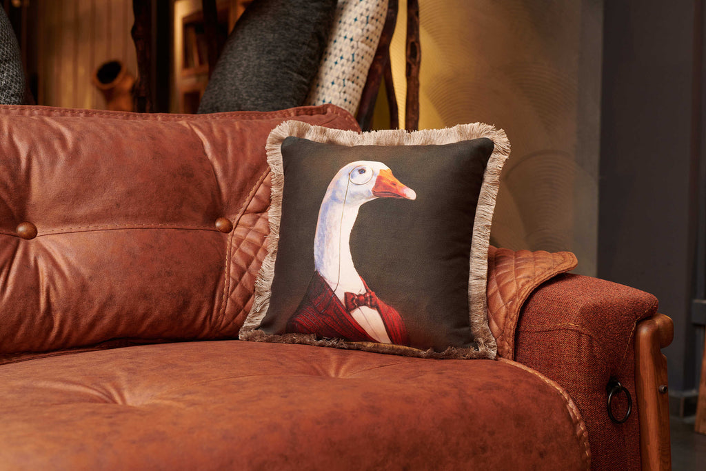 Rubeza Velvet Printed Cushion 45cm x 45cm - Noble Swan