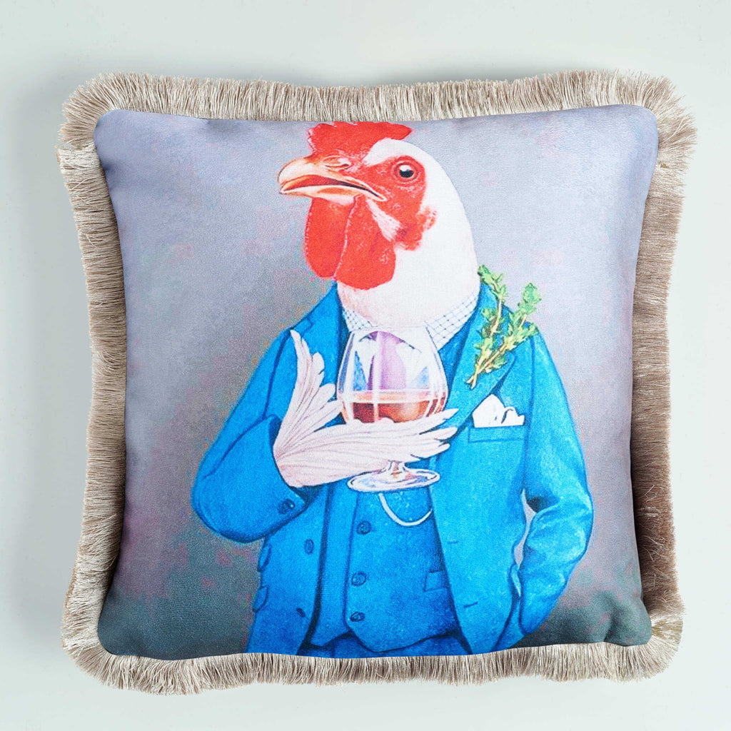 Rubeza Velvet Printed Cushion 45cm x 45cm - Boss Rooster