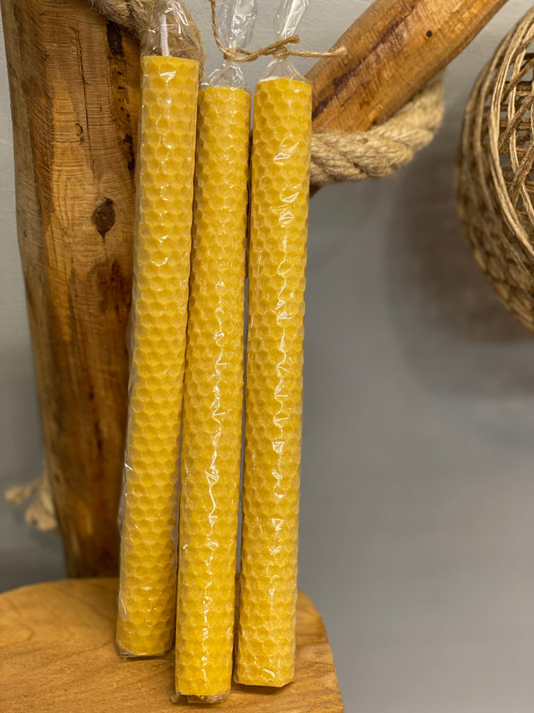 Natural Beeswax Stick Candles Pack of 3