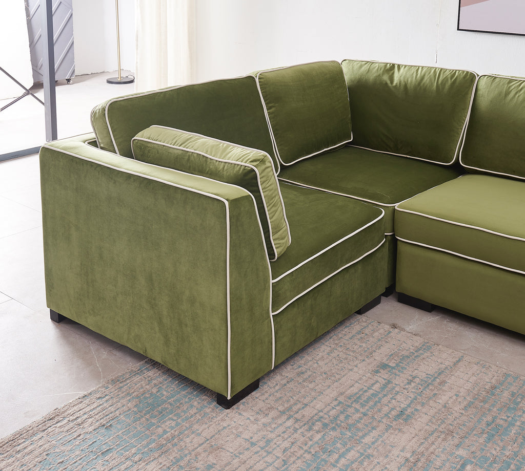 Rubeza Brora 5 Seater Right Hand Facing Corner Sofa - Grass Green