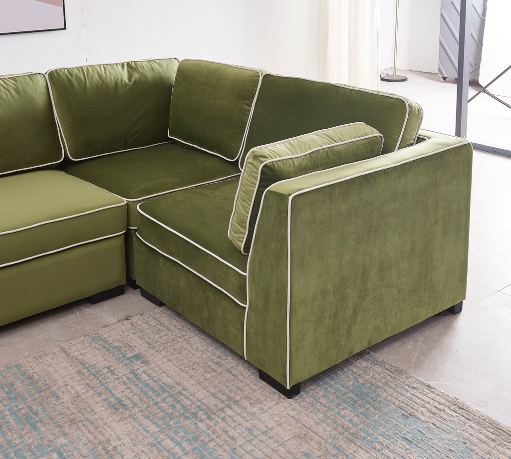 Rubeza Brora 5 Seater Right Hand Facing Corner Sofa - Grass Green