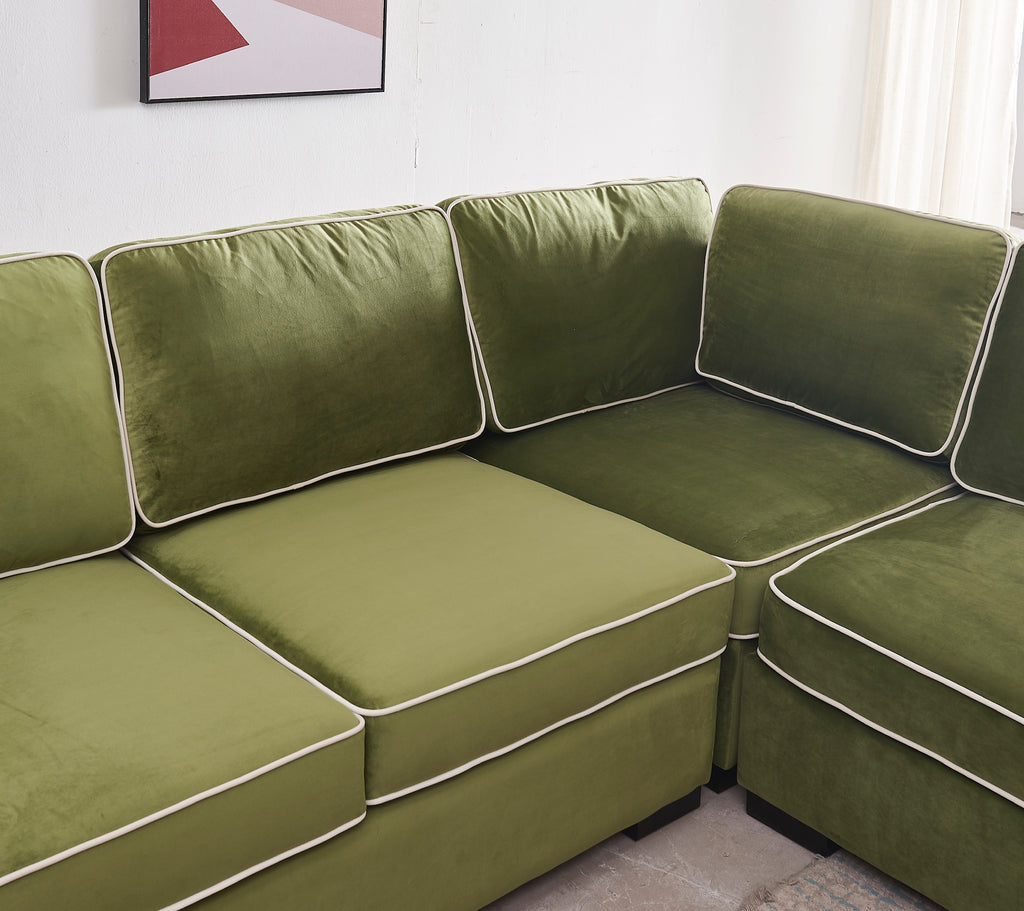 Rubeza Brora 5 Seater Right Hand Facing Corner Sofa - Grass Green