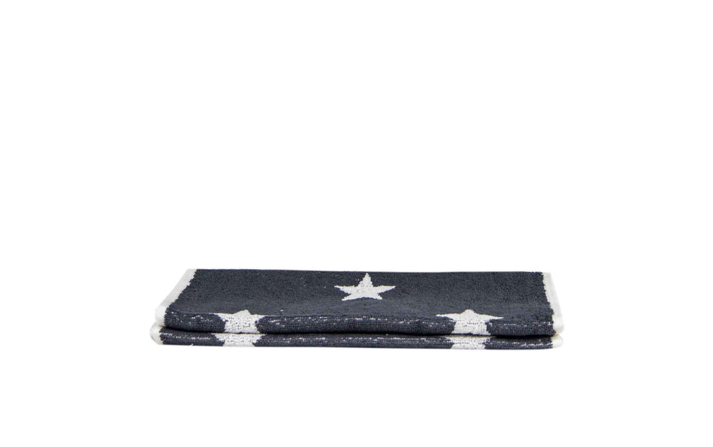 Tyne Collection of Cotton Guest Towels Set of 2 - Anthracite & White Stars