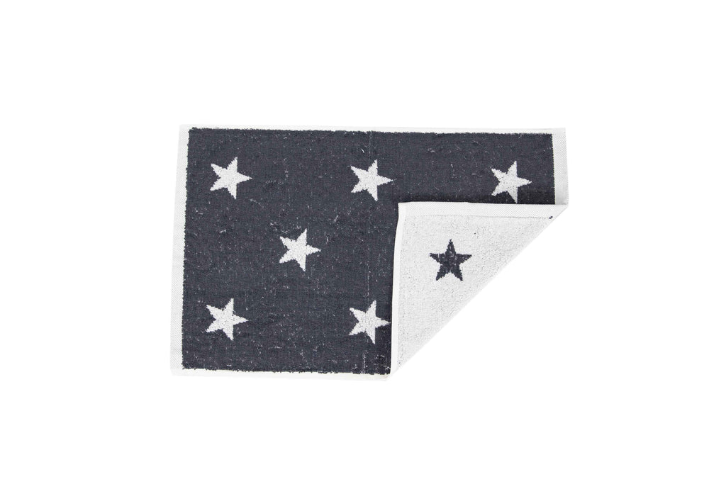 Tyne Collection of Cotton Guest Towels Set of 2 - Anthracite & White Stars