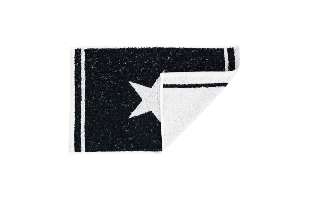 Tyne Collection of Cotton Guest Towels Set of 2 - Black & White Star