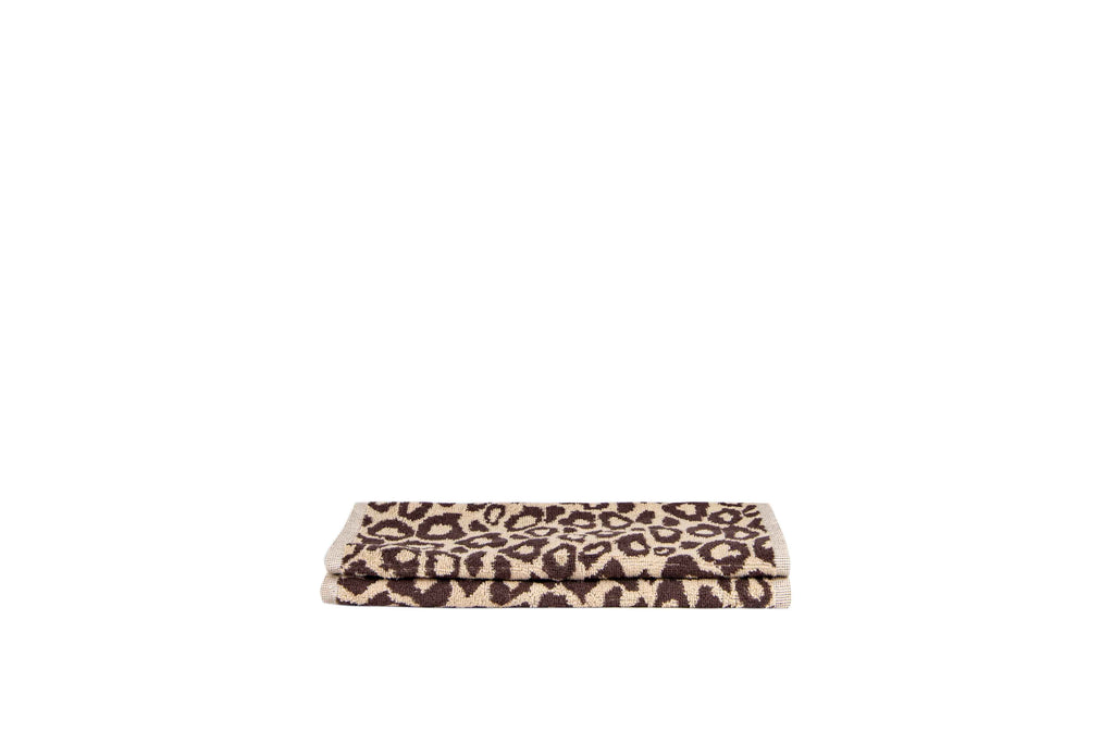Tyne Collection of Cotton Guest Towel Set of 2 - Brown & Leopard