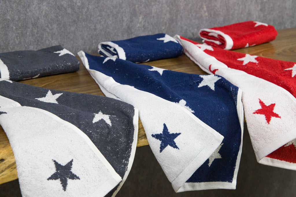 Tyne Collection of Cotton Guest Towels Set of 2 - Anthracite & White Stars