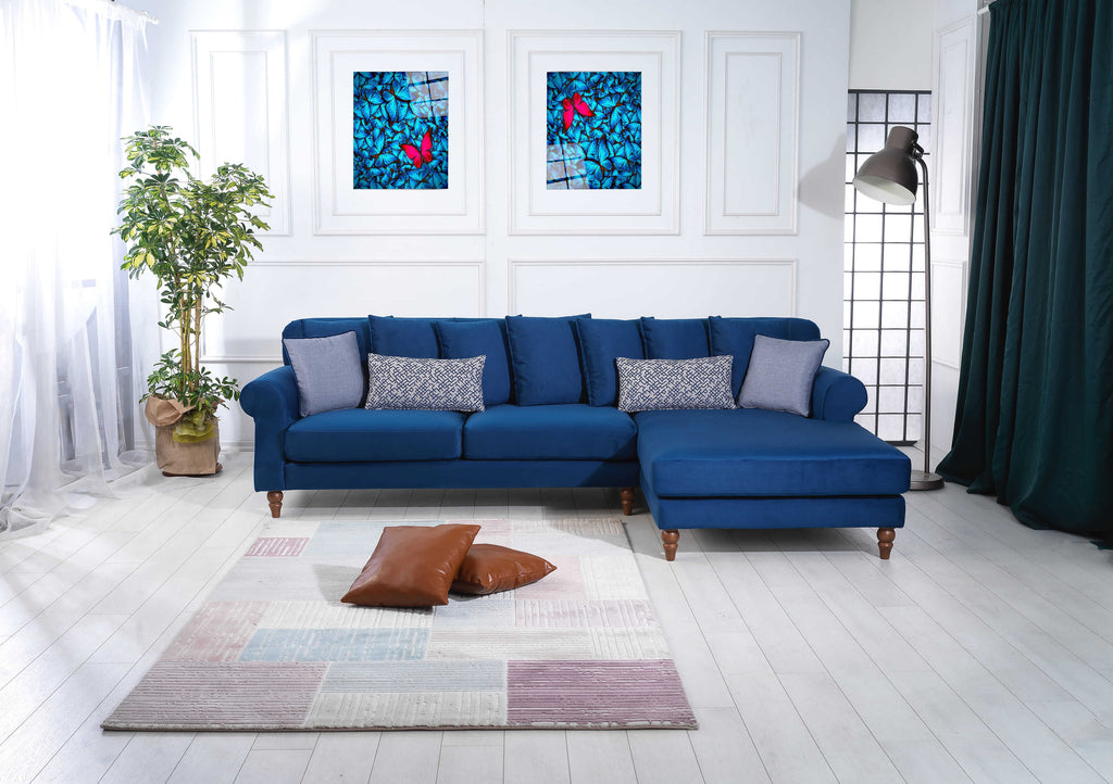 Rubeza Paula 2+Seater/Chaise - Indigo Blue