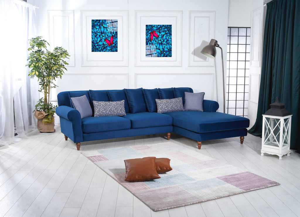 Rubeza Paula 2+Seater/Chaise - Indigo Blue