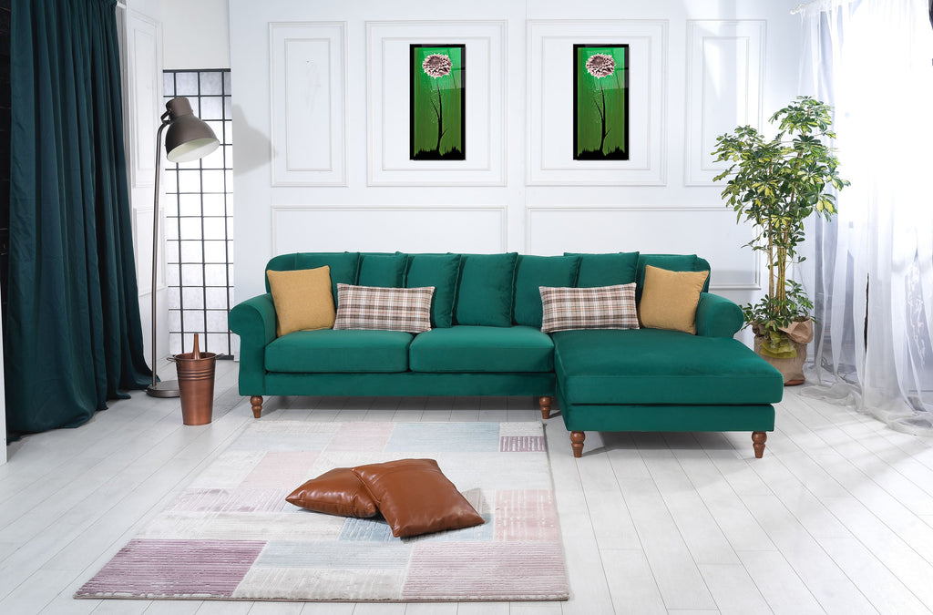 Rubeza Paula 2+Seater/Chaise - Super Emerald Green