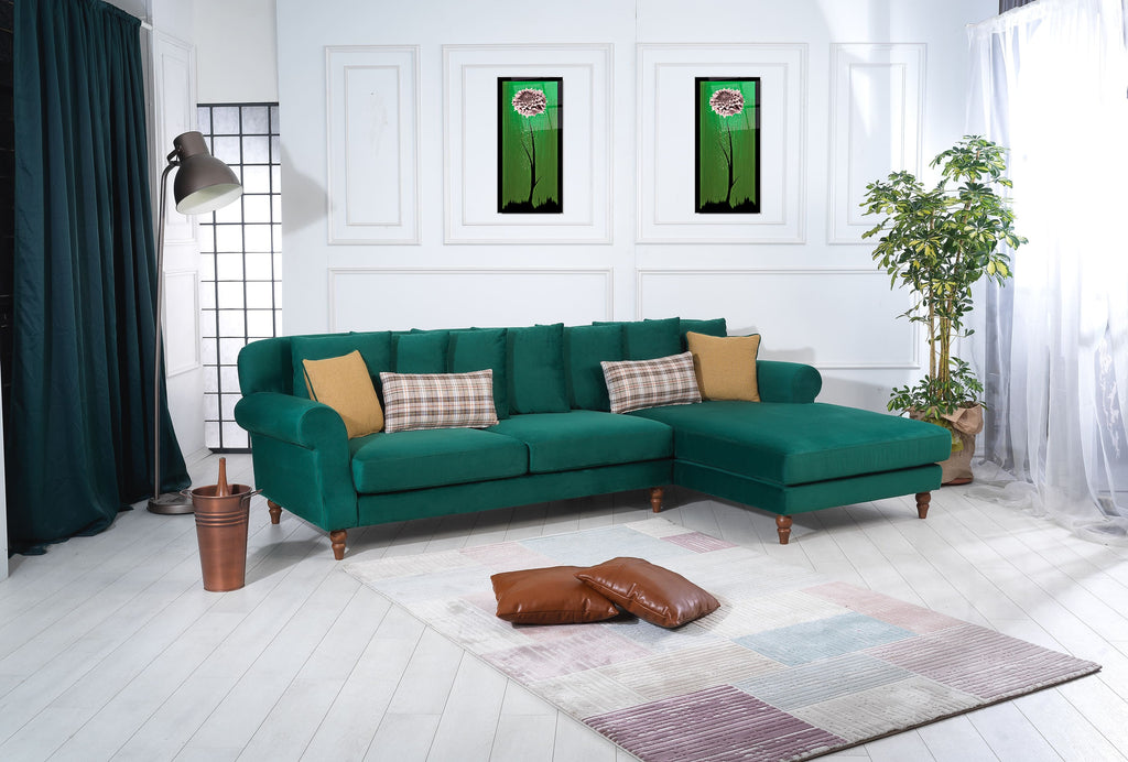 Rubeza Paula 2+Seater/Chaise - Super Emerald Green