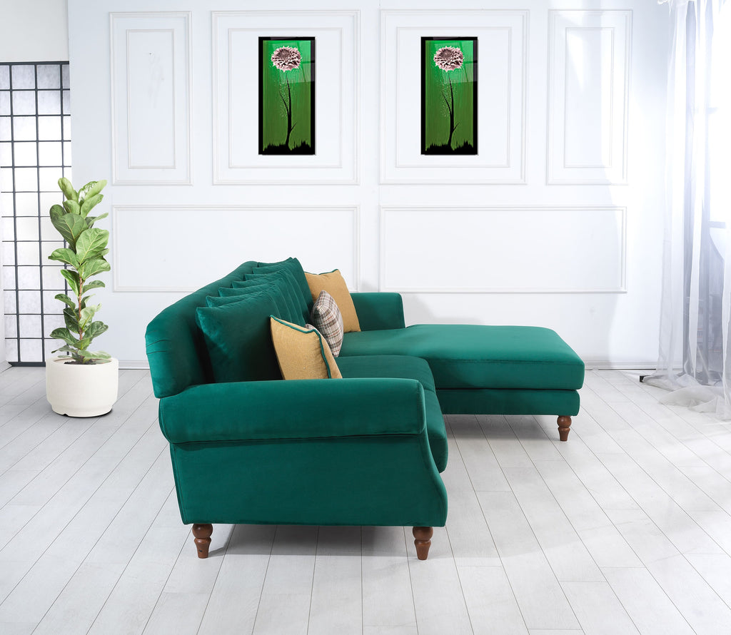 Rubeza Paula 2+Seater/Chaise - Super Emerald Green