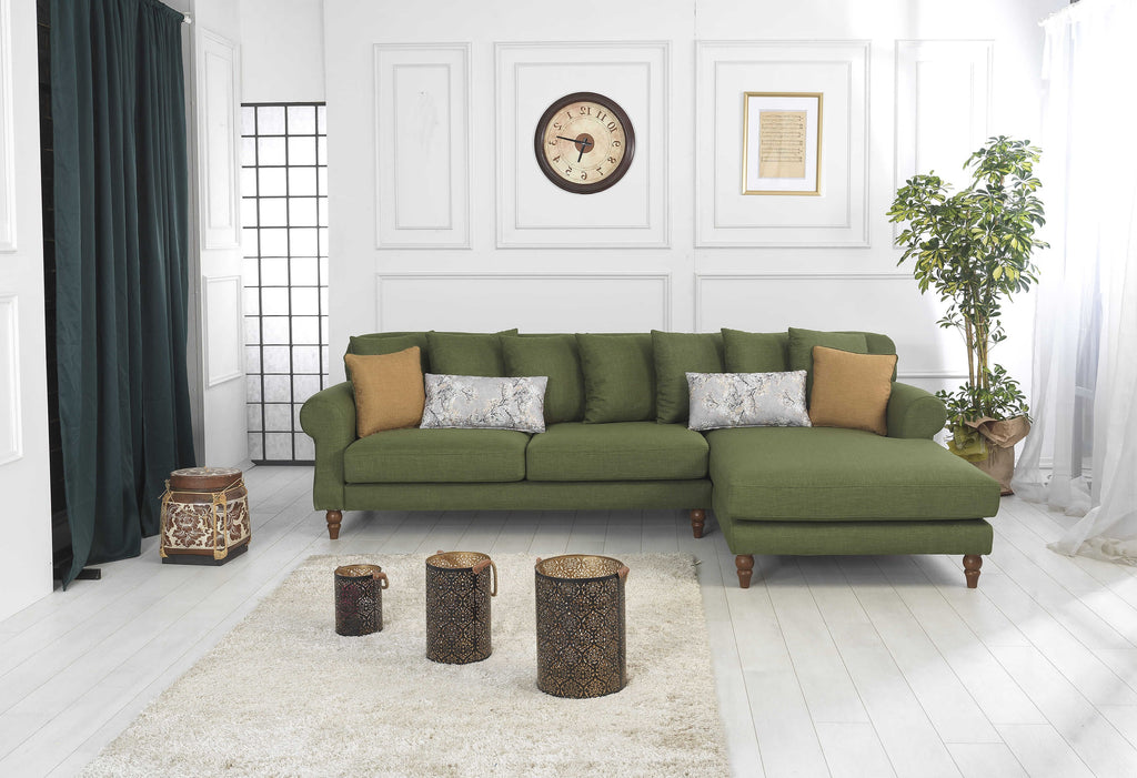 Rubeza Paula 2+Seater/Chaise - Forest Green