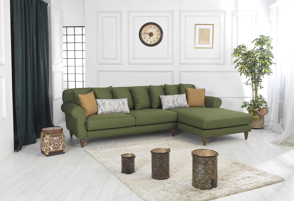 Rubeza Paula 2+Seater/Chaise - Forest Green