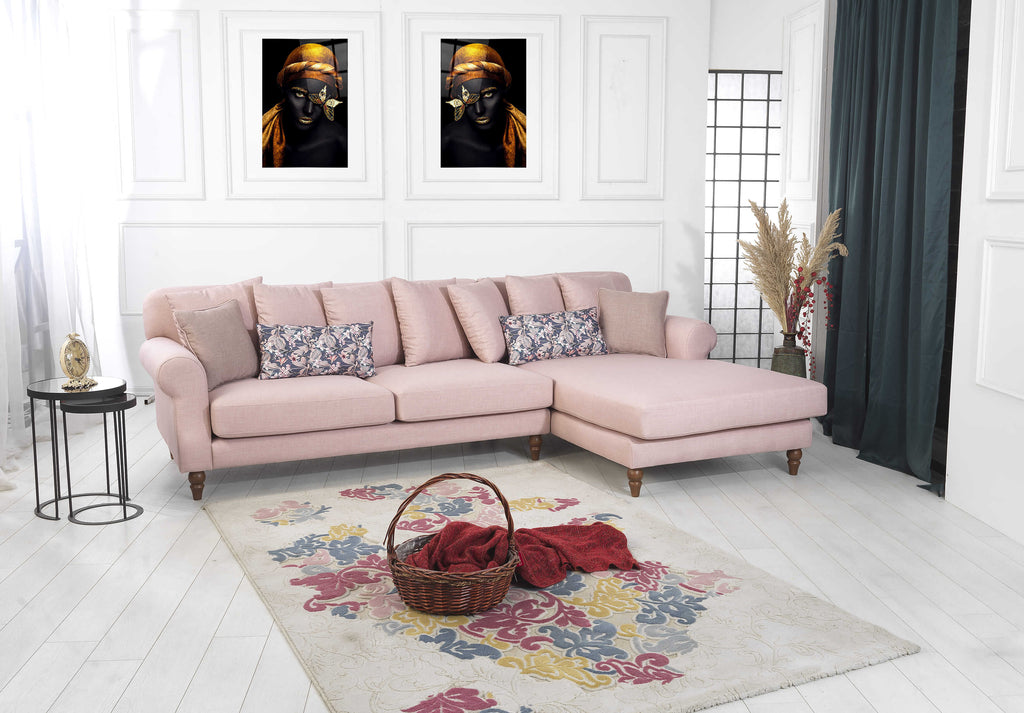 Rubeza Paula 2+Seater/Chaise - Rose Water