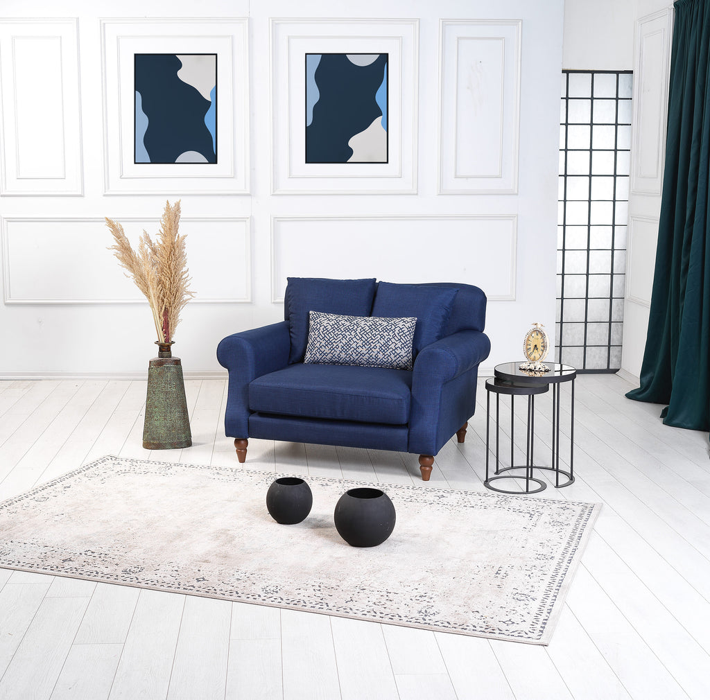 Rubeza Paula Collection Love Seat - Denim Blue