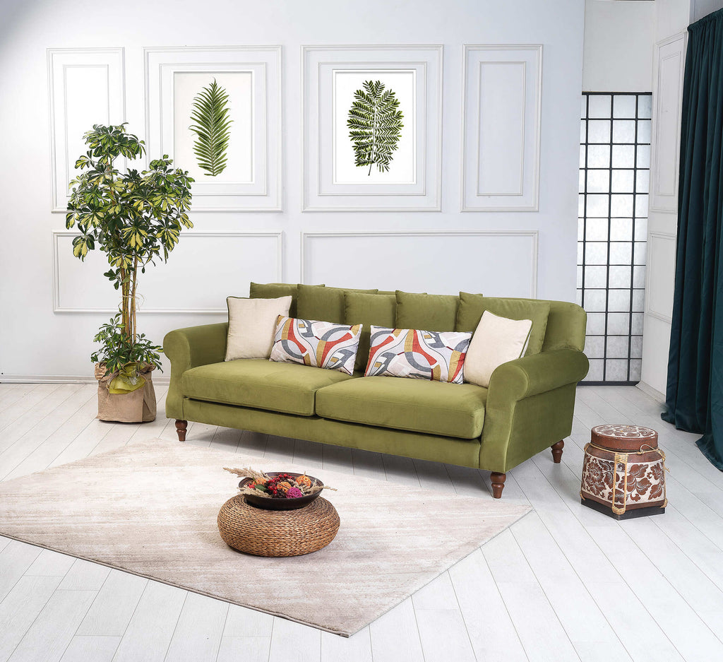 Rubeza Paula 3 Seater Sofa - Grass Green