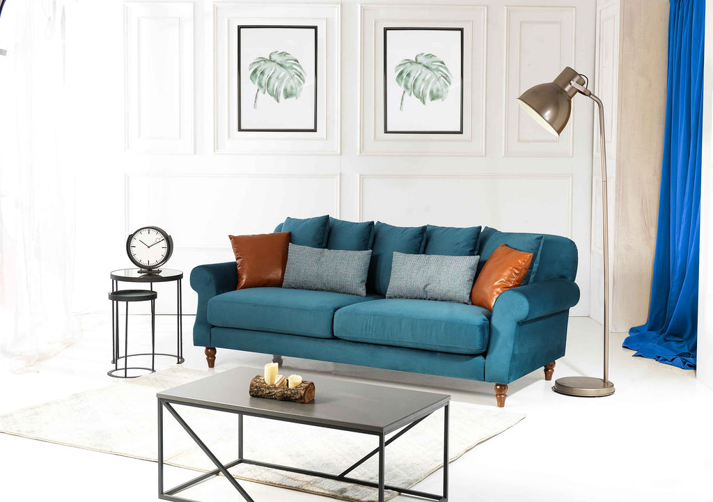 Rubeza Paula 3 Seater Sofa - Ocean Green