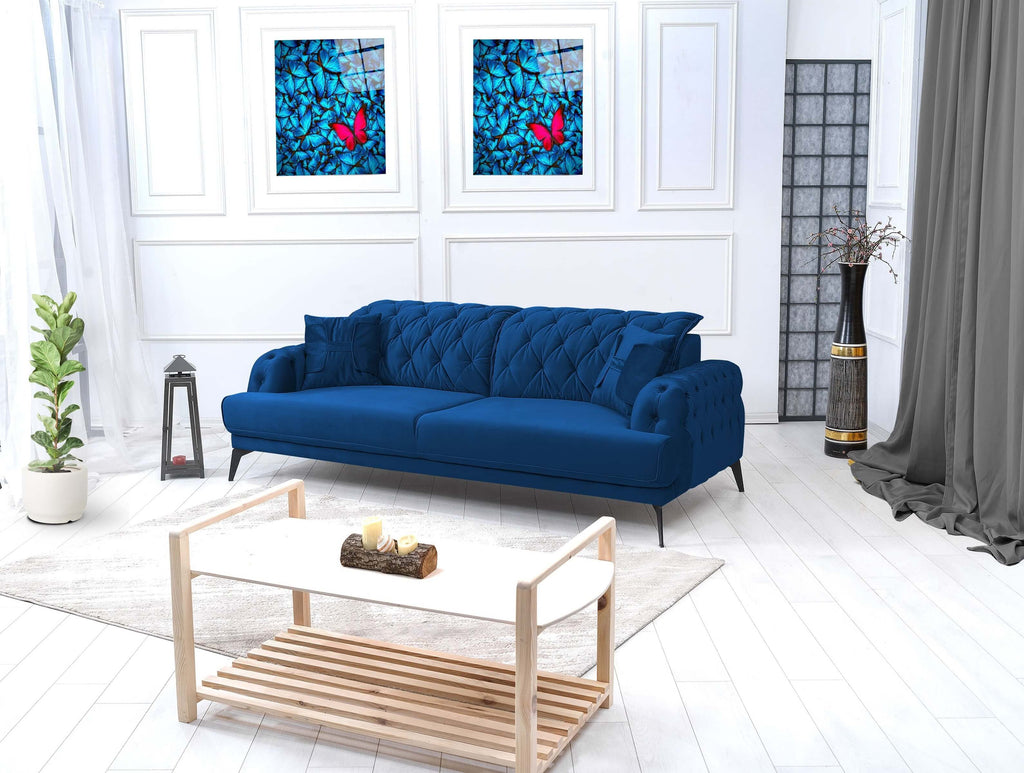 Rubeza Piera 3 Seater Sofa - Indigo Blue