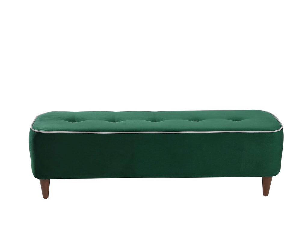 Rubeza Leo Designer Ottoman Bench - Super Emerald Green & White