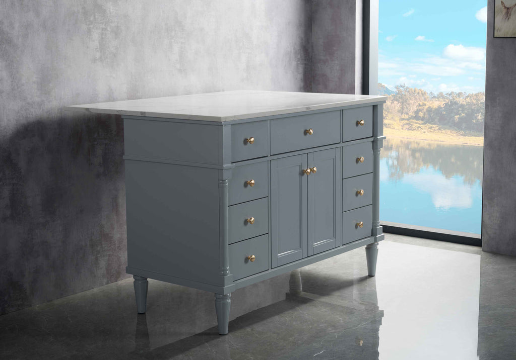 Rubeza 1200mm Isabella Kitchen Island with Calacatta Quartz - Light Grey