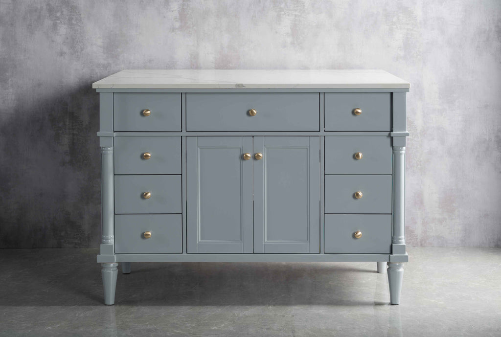 Rubeza 1200mm Isabella Kitchen Island with Calacatta Quartz - Light Grey
