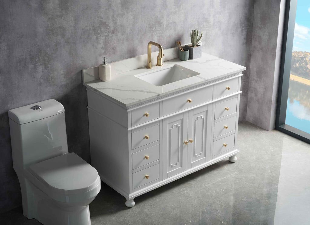 Rubeza 1200mm Didim Vanity Unit with Calacatta Quartz Top - White & Gold