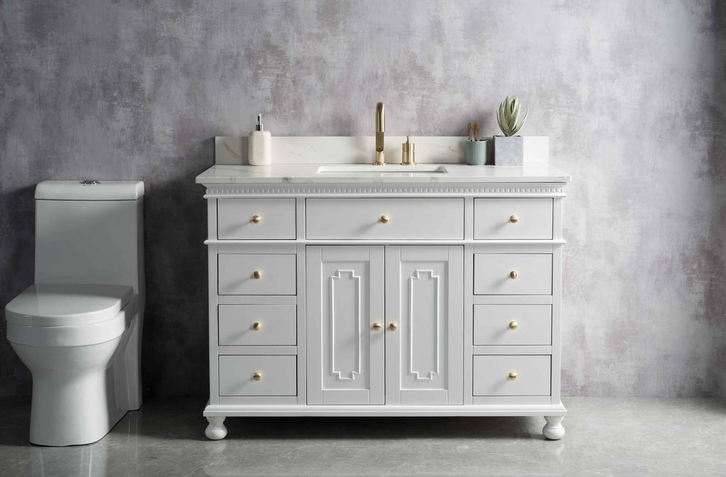 Rubeza 1200mm Didim Vanity Unit with Calacatta Quartz Top - White & Gold