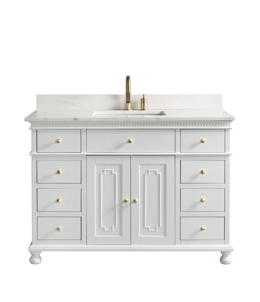 Rubeza 1200mm Didim Vanity Unit with Calacatta Quartz Top - White & Gold