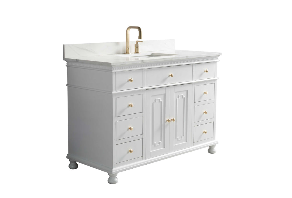 Rubeza 1200mm Didim Vanity Unit with Calacatta Quartz Top - White & Gold