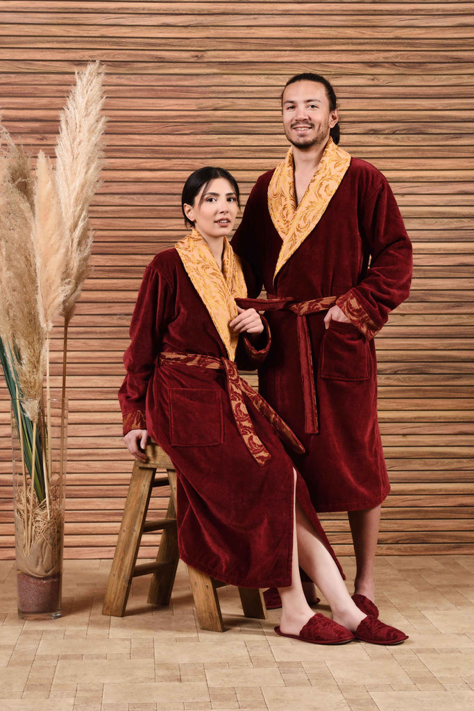 Lambeth Collection Jacquard Velvet Bathrobe | Slippers