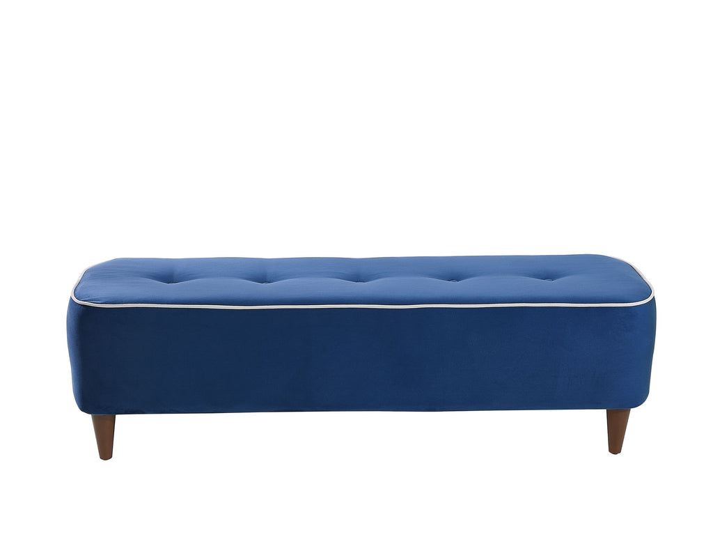 Rubeza Leo Designer Ottoman Bench - Indigo Blue & White