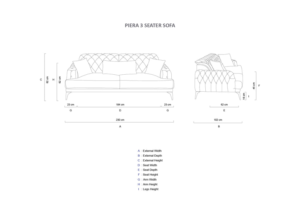 Rubeza Piera 3 Seater Sofa - Grass Green-2