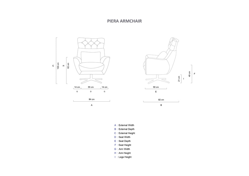 Rubeza Piera Armchair - Indigo Blue