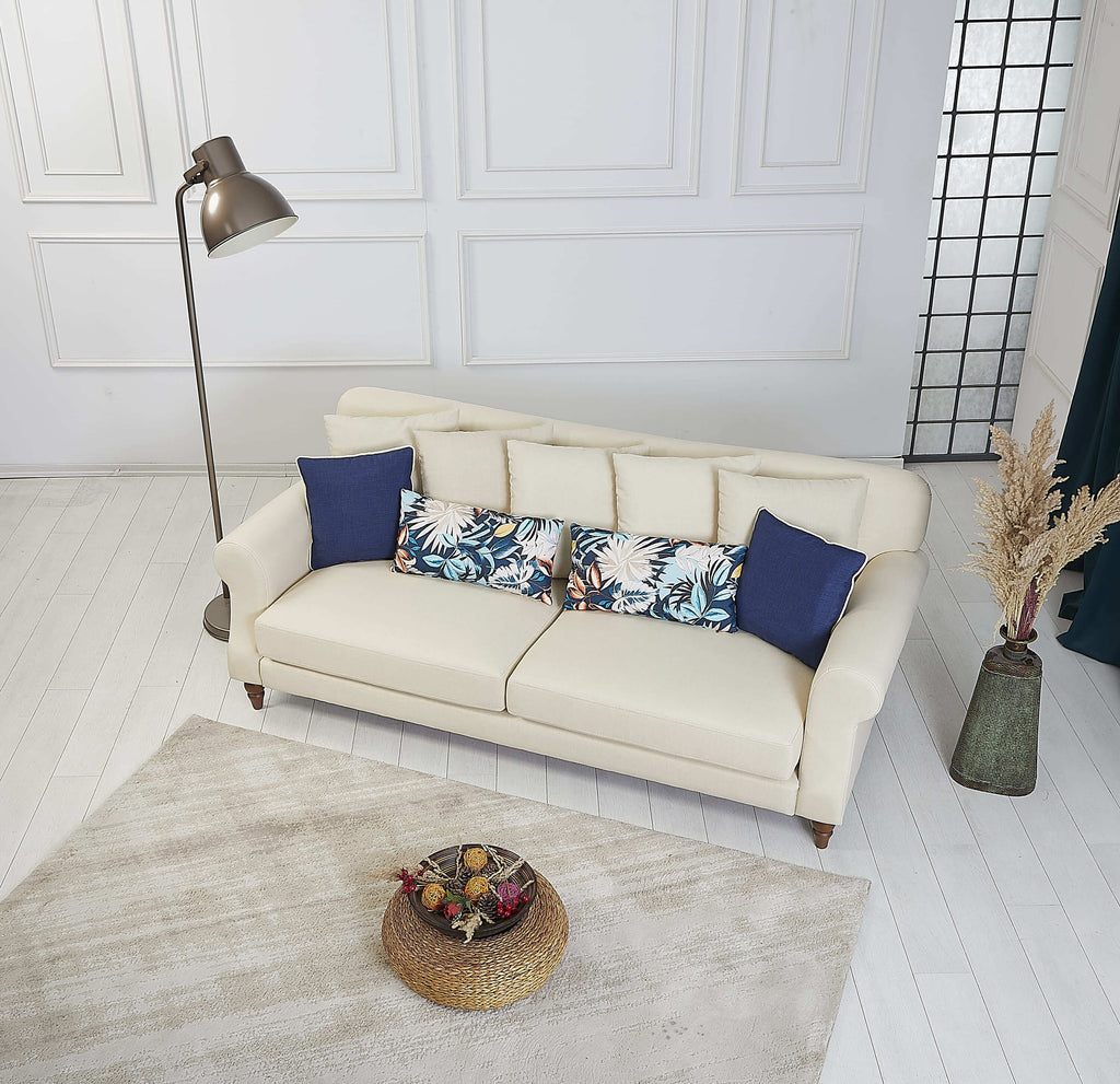 Rubeza Paula 3 Seater Sofa - Daisy White