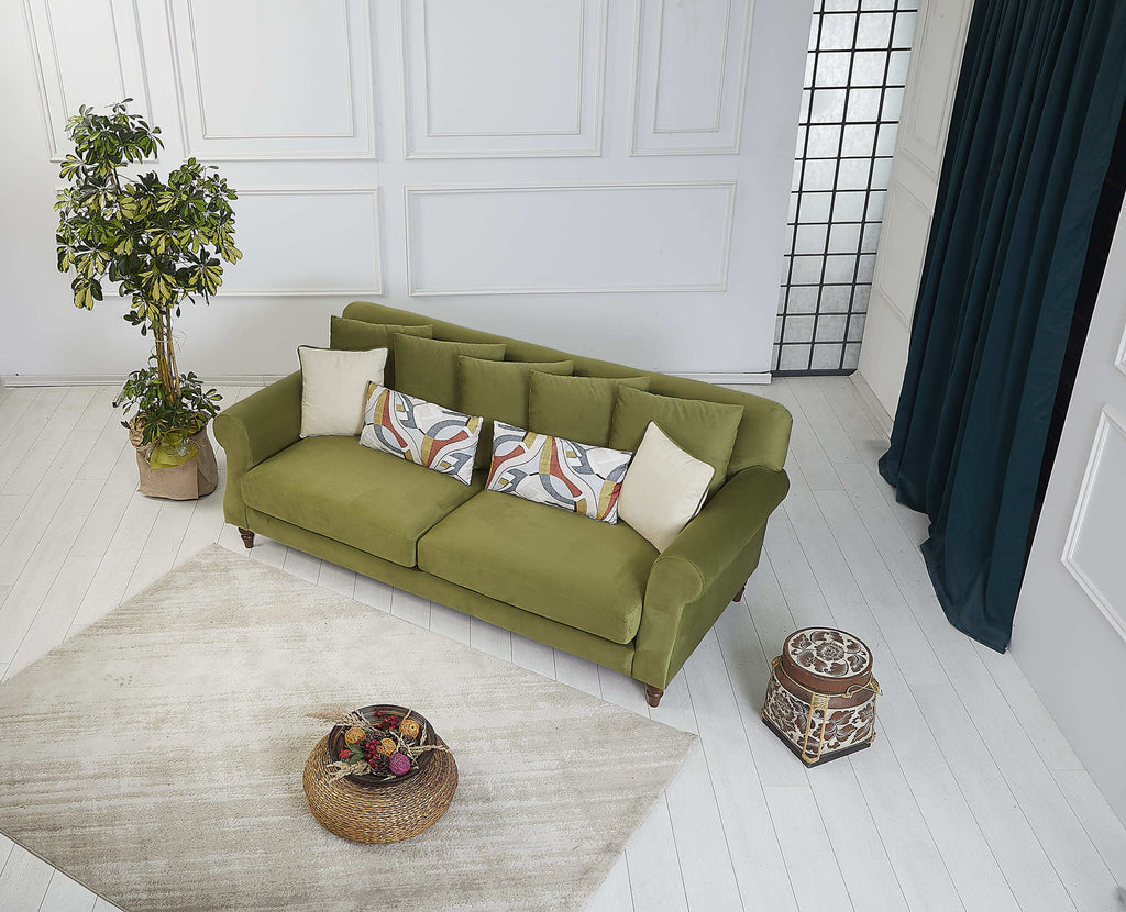 Rubeza Paula 3 Seater Sofa - Grass Green