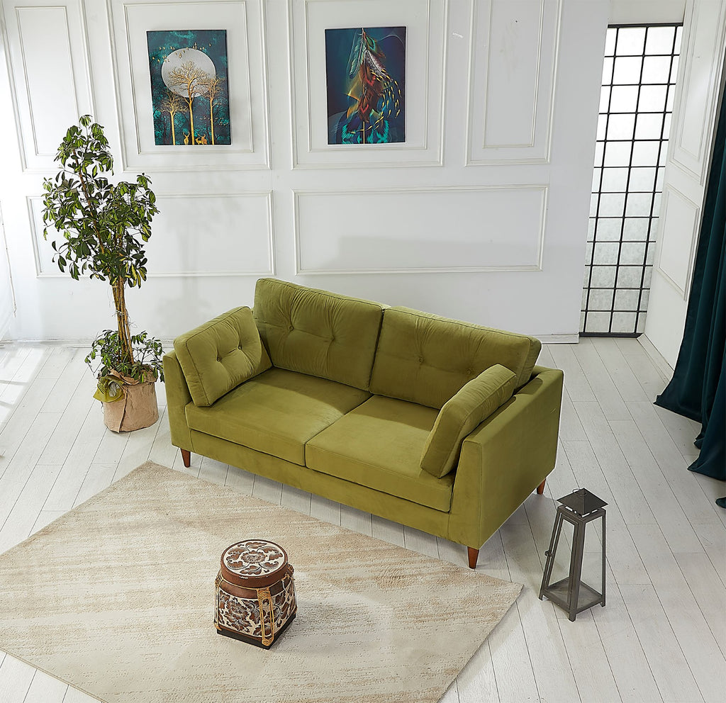 Rubeza Leo 3 Seater Sofa - Grass Green- 2 All Over